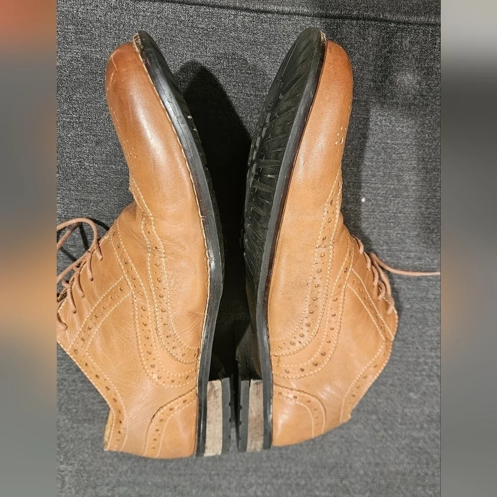 NUNN BUSH Leather TJ Wingtip Oxford Dress Shoes In Cognac. Size 11